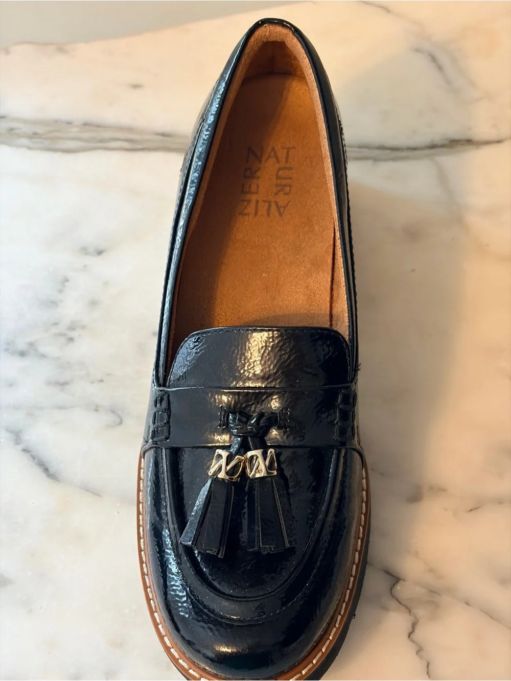 Naturalizer Black Patent “Committed” Tassel Platform Loafers